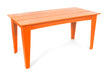 Alfresco dining table in sunset orange, 72-inch width for vibrant outdoor decor.