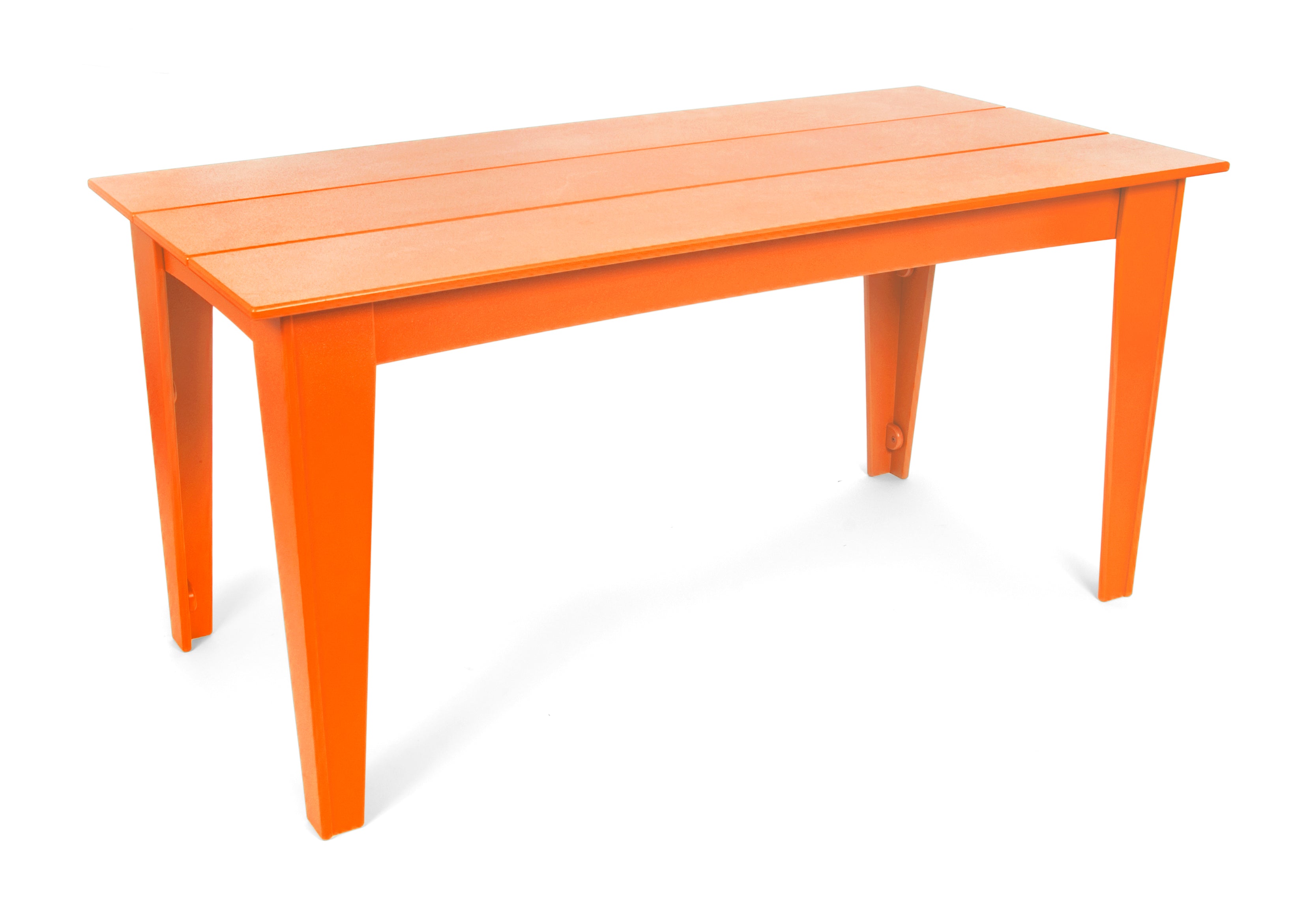 Alfresco dining table in sunset orange, 72-inch width for vibrant outdoor decor.