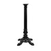 Black cast table base, slender column with carved tripod feet