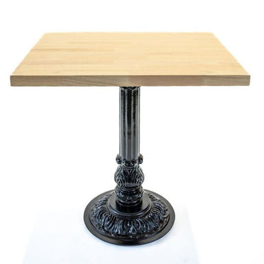 Black cast table base with fluted pedestal and ornate round base plate