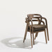 Natural wood arm chair with beige fabric seat and curved open back