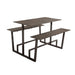 Double-top table with dark metal frame and two rectangular tops in charcoal gray finish.