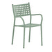 Zurich arm chair in mint green with perforated back and seat, curved armrests