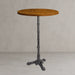 Round table base with silver metal pedestal and ornate 4-foot base, round wood top