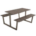 Double-top table with light taupe frame and two rectangular tops in speckled concrete gray.