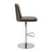 Upholstered bar stool with chrome base and taupe seat back